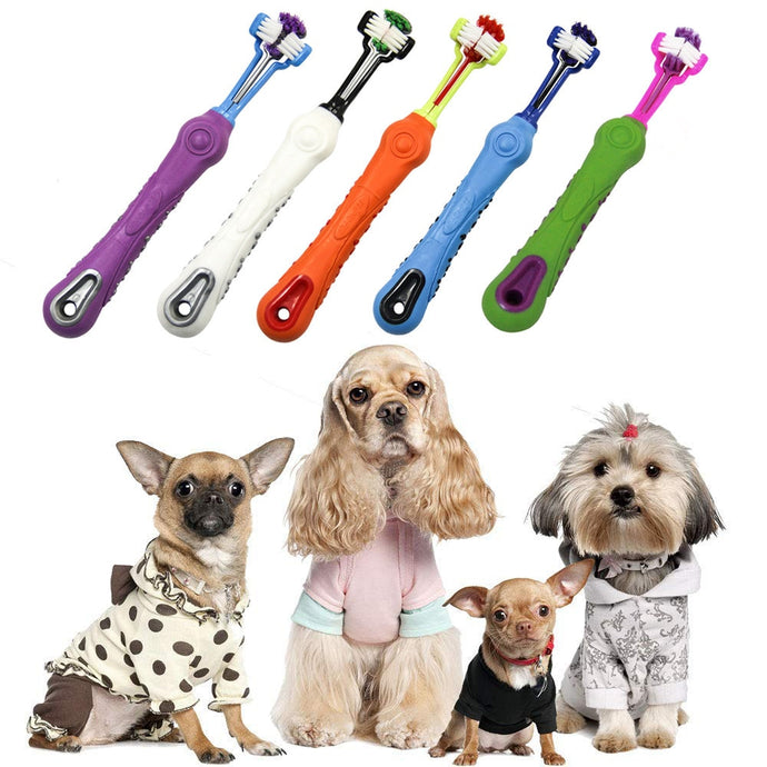 Three Sided Pet Toothbrush Dog Brush Addition Bad Breath Tartar Teeth Care Dog Cat Cleaning Mouth dog Cat toothbrush Dropship