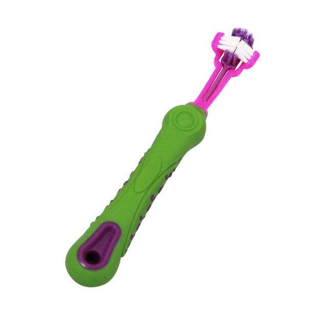 Three Sided Pet Toothbrush Dog Brush Addition Bad Breath Tartar Teeth Care Dog Cat Cleaning Mouth dog Cat toothbrush Dropship